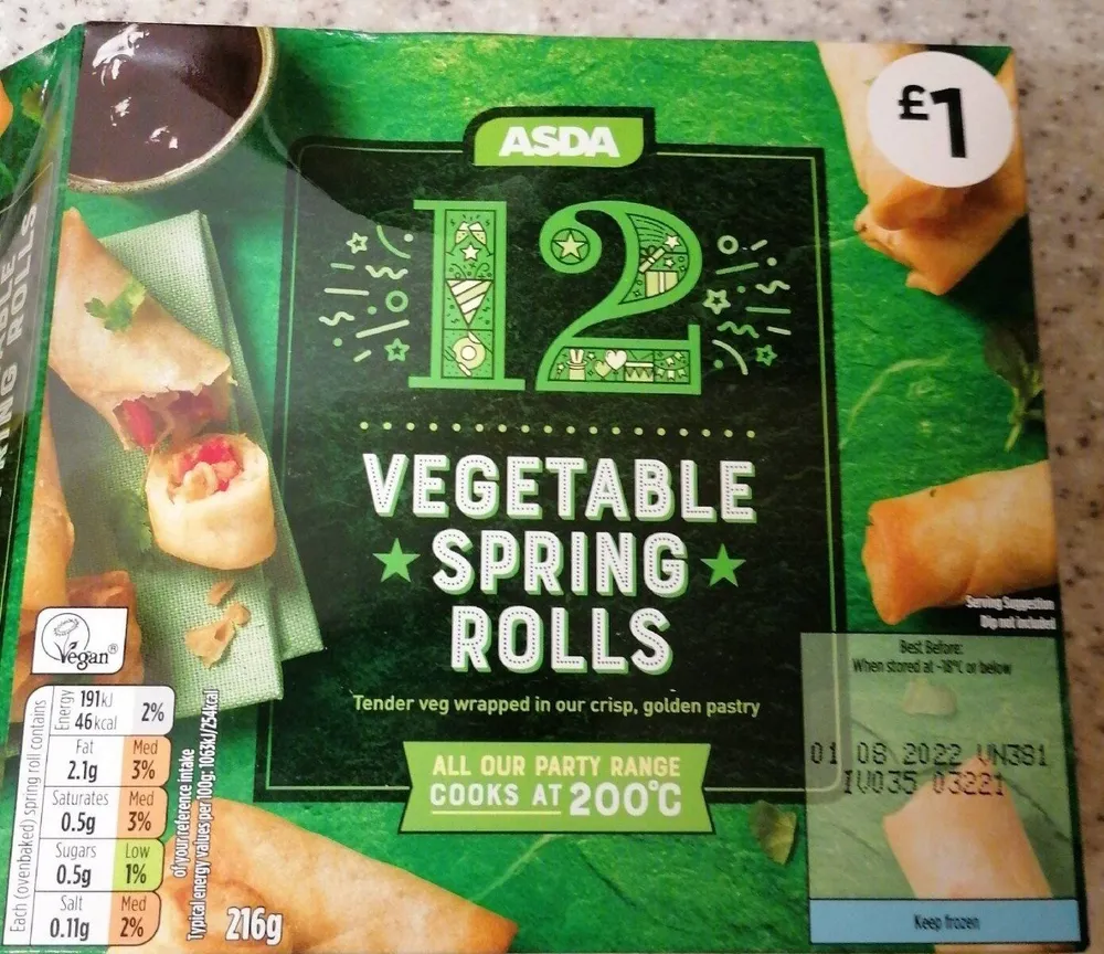 12 vegetable spring rolls