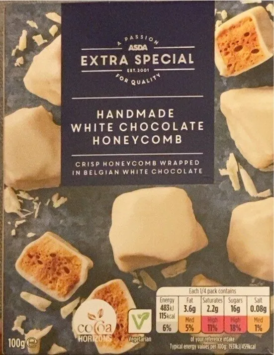 Handmade and white chocolate honeycomb