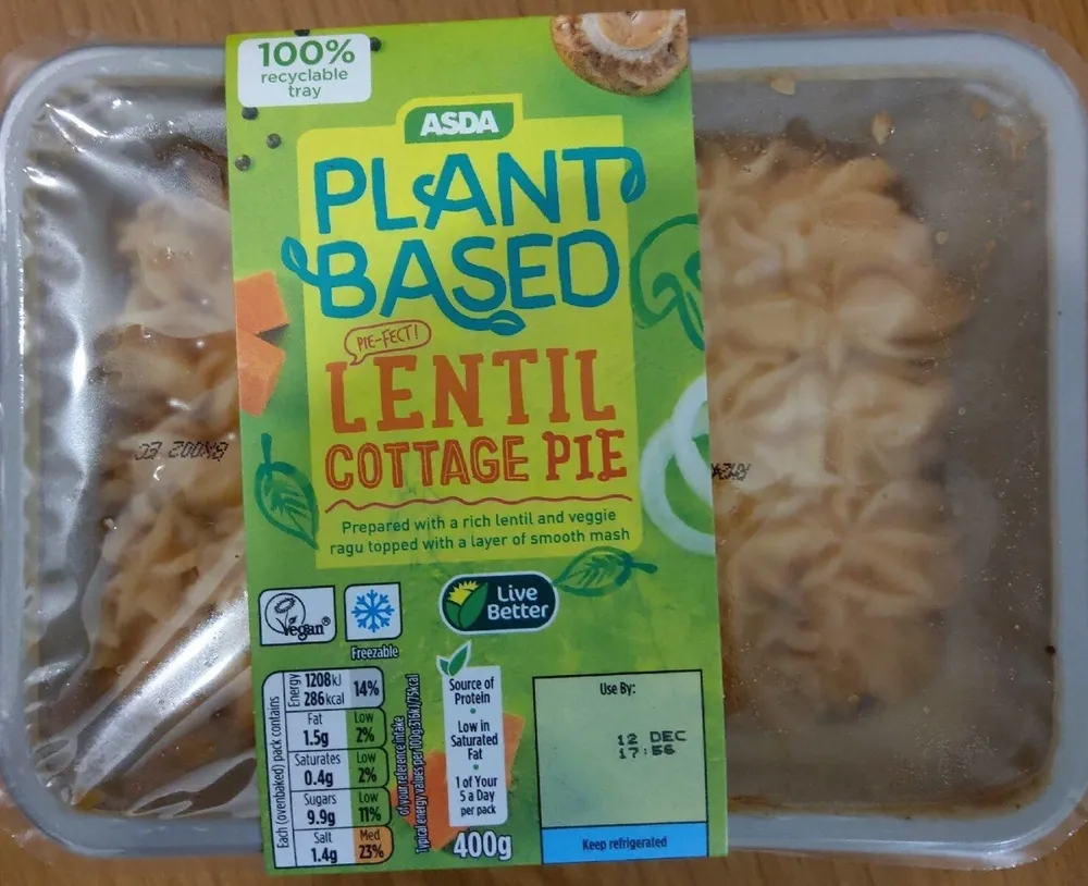 Plant Based Lentil Cottage Pie