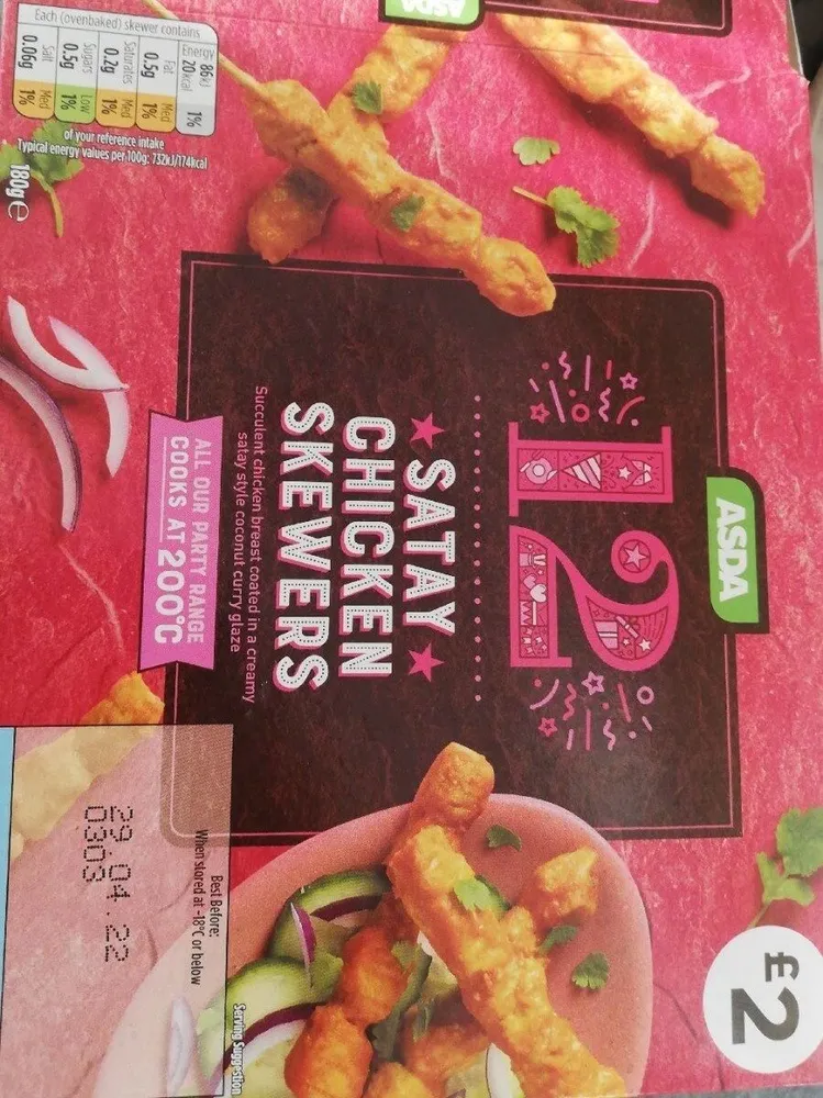 Satay chicken skewers