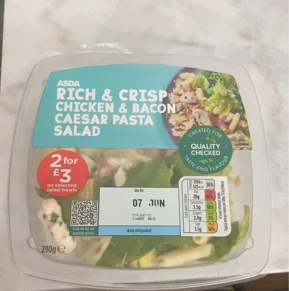CHICKEN & BACON CAESAR PASTA SALAD NUTRITION We Co