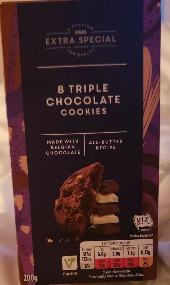 8 triple chocolate cookies