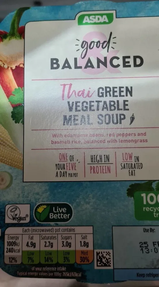 Good Balanced Thai Green Vegetables Meal Soup
