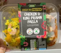Chicken and prawn paella