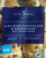 4 Belgian Chocolate and Sourdough Hot Cross Buns