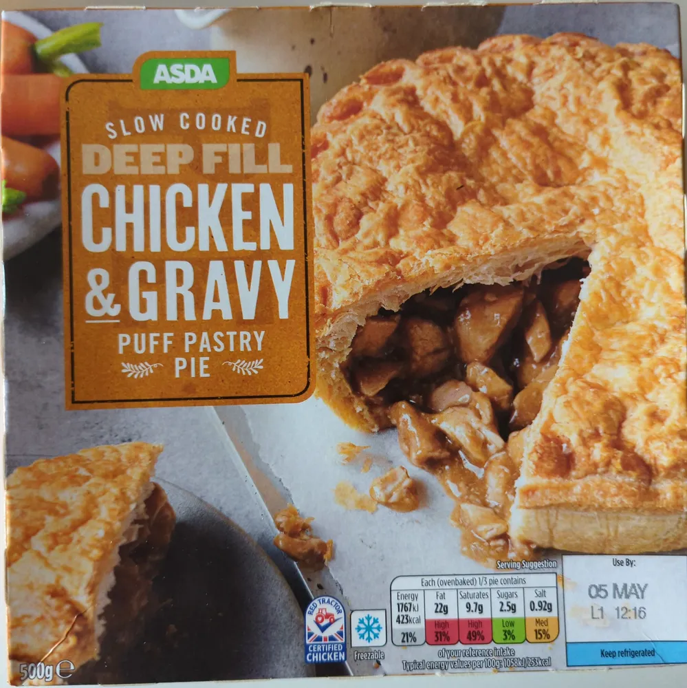 Slow Cooked Deep Fill Chicken & Gravy Puff Pastry Pie