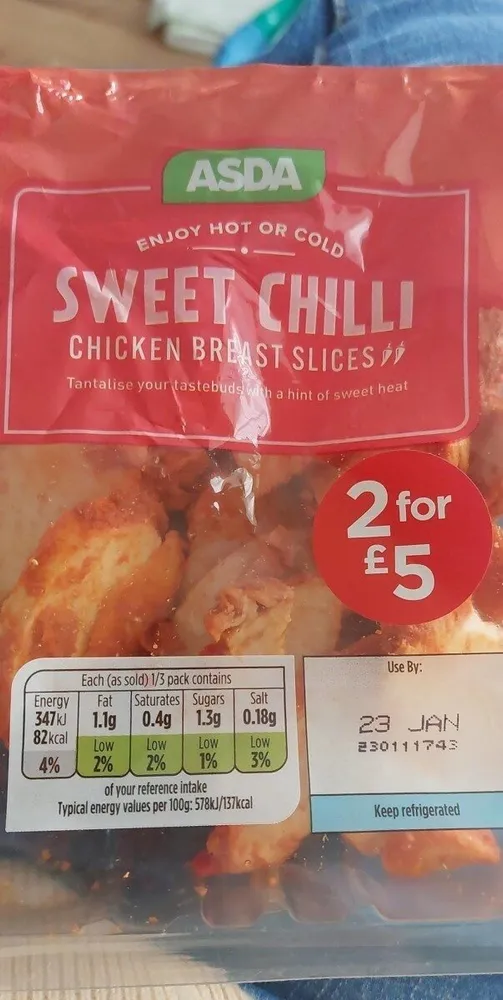 Sweet chilli chicken breast slices
