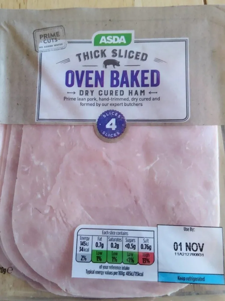 Thick sliced oven baked ham