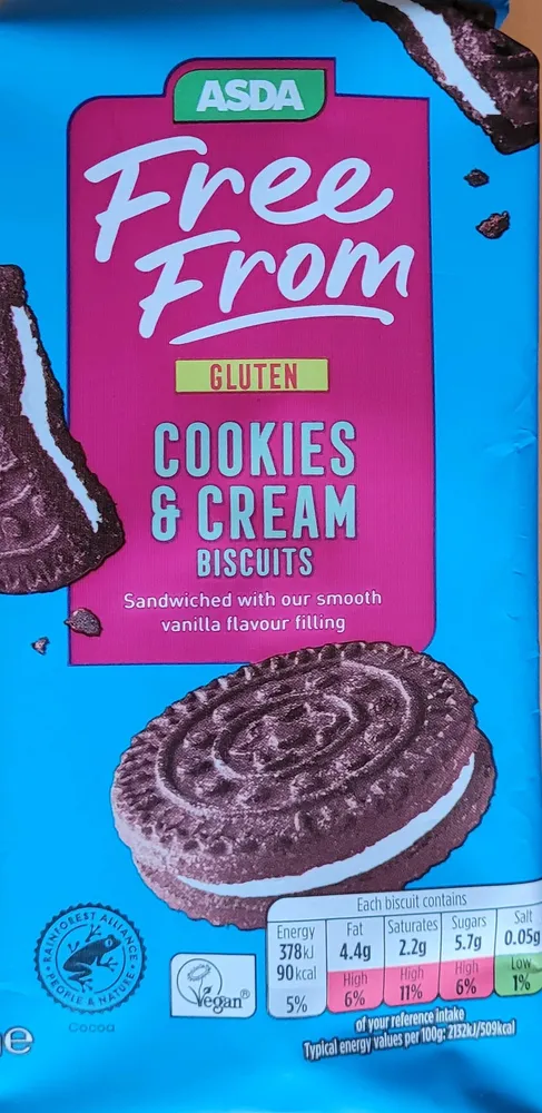 Gluten free cookies and cream biscuits