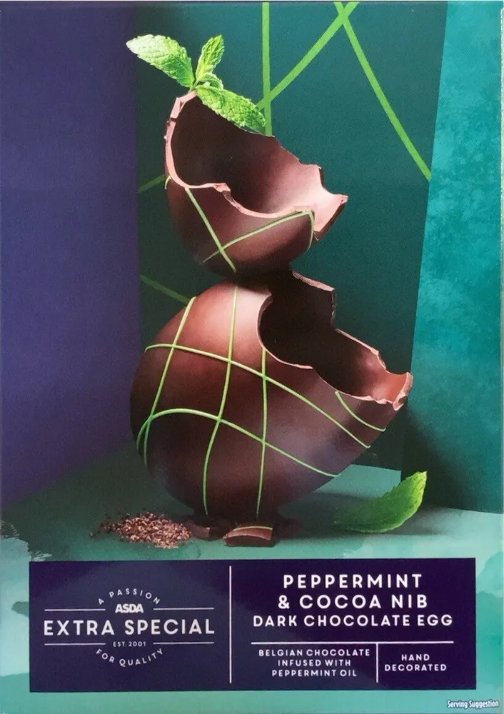 Peppermint and cocoa nib dark chocolate egg