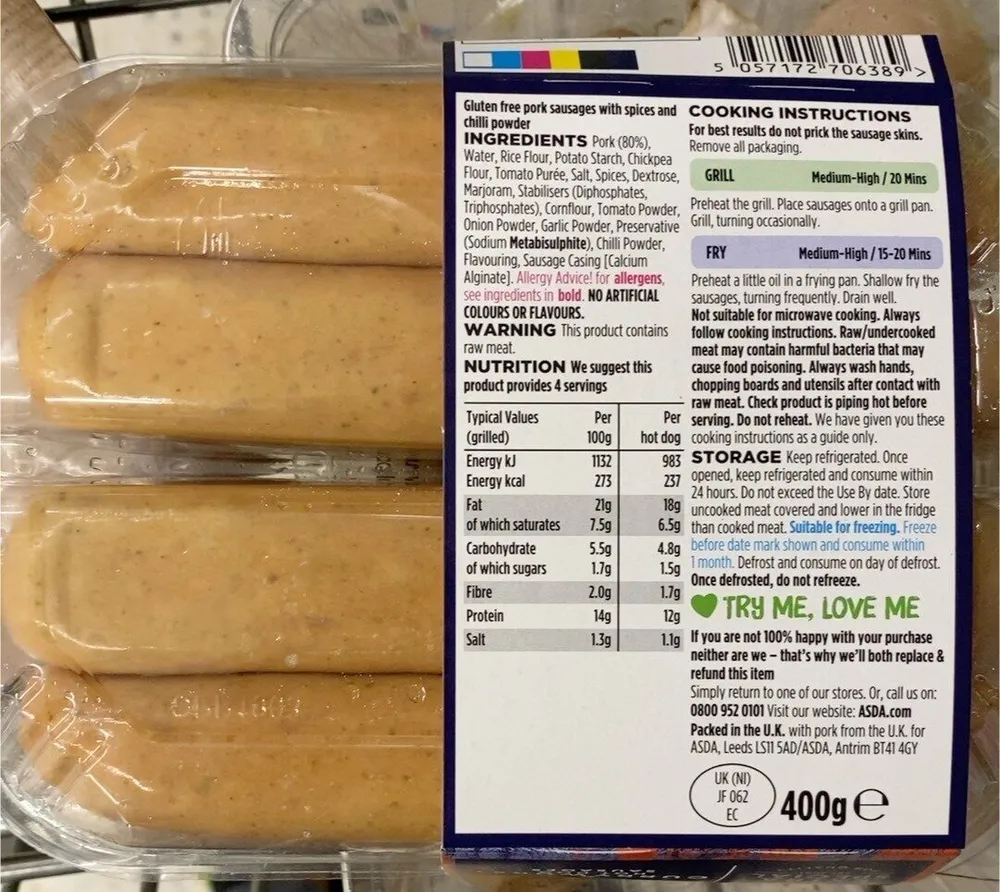 Currywurst hot dog sausages