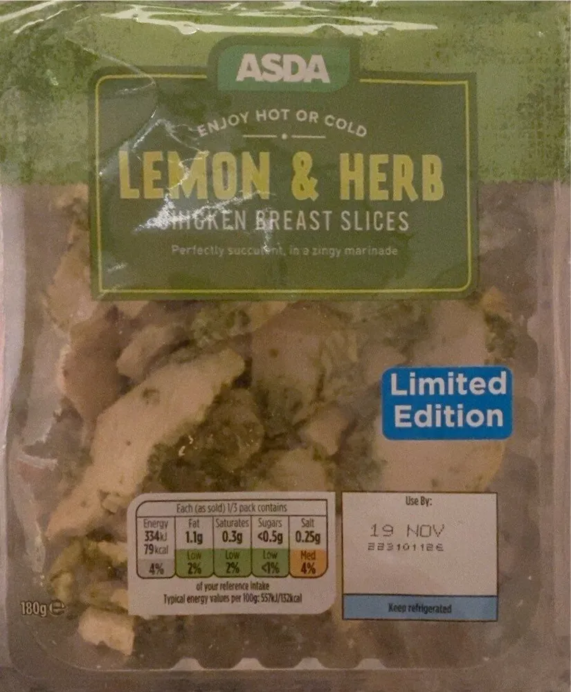 Lemon and herb chicken slices