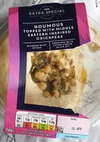 Houmous topped with middle Eastern inspired chickpeas