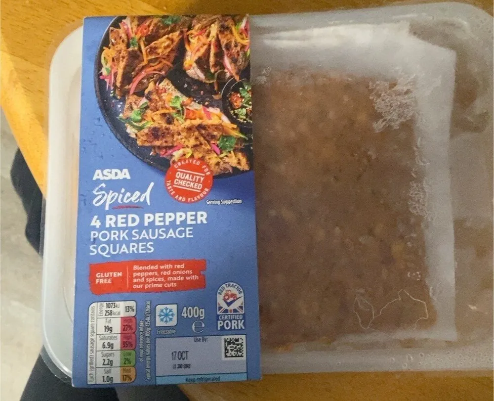 Red pepper pork sausage squares