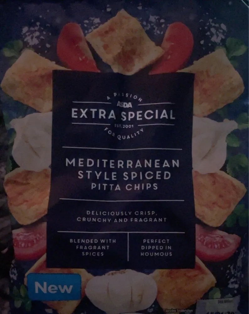 Mediterranean style spiced pitta chips