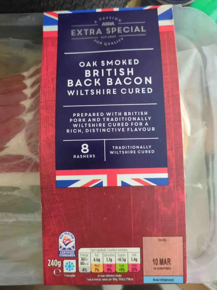 Oak smoked British back bacon