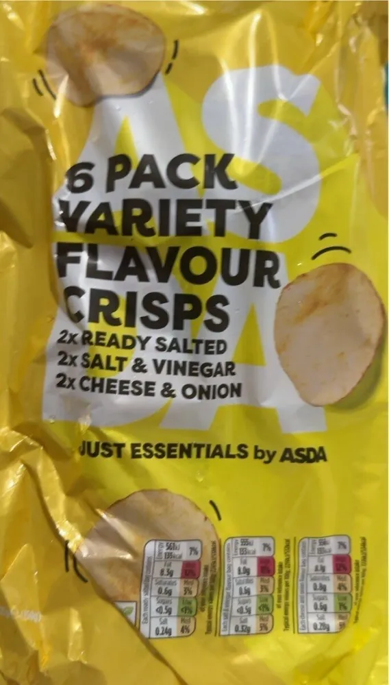 6 pack variety flavour crisps