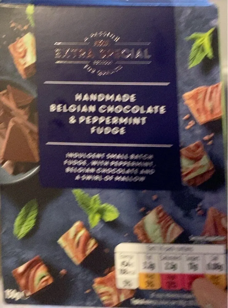 Handmade Belgian chocolate & peppermint fudge