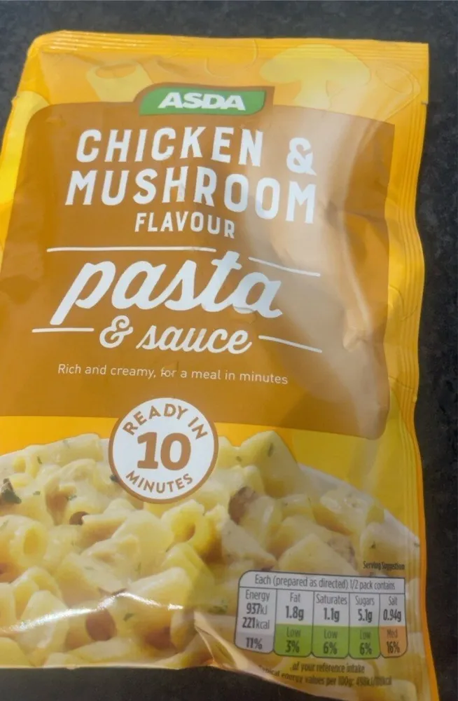 Asda chicken and mushroom pasta & sauce