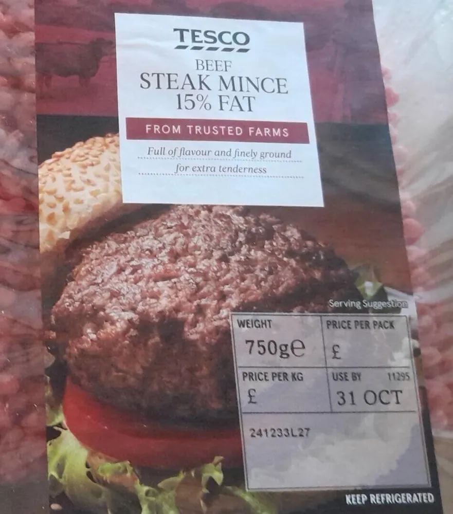 Tescos steak mince 15% fat