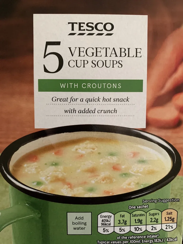 Vegetable Cup Soup with Croutons