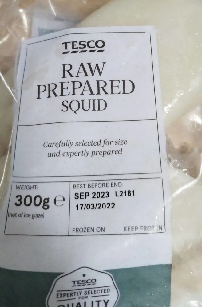 Raw prepared squid