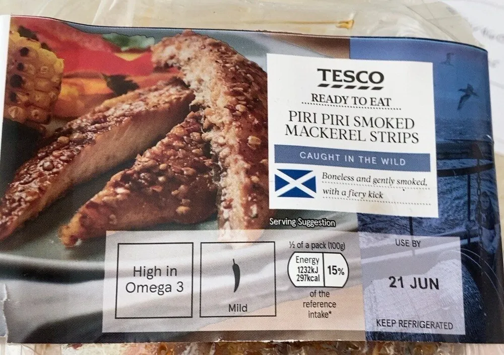 Piri piri smoked mackerel strips