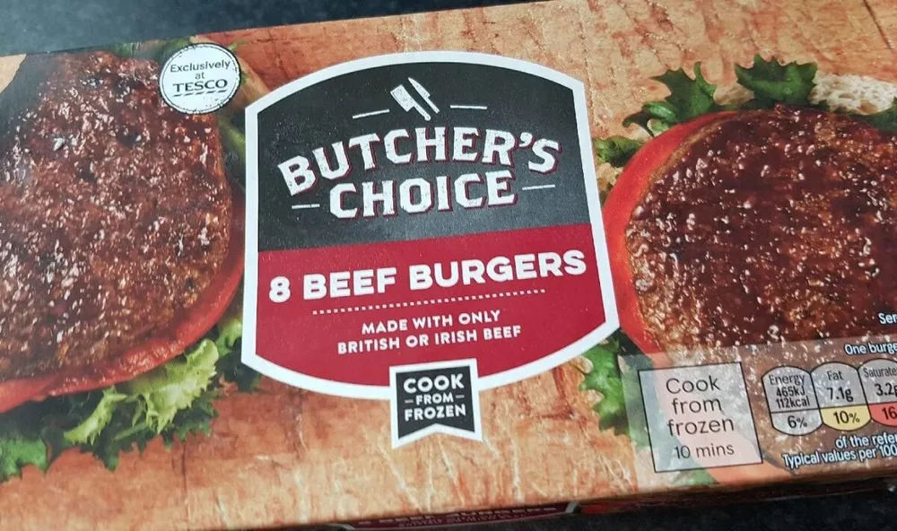 Butcher's choice 8 beef burgers