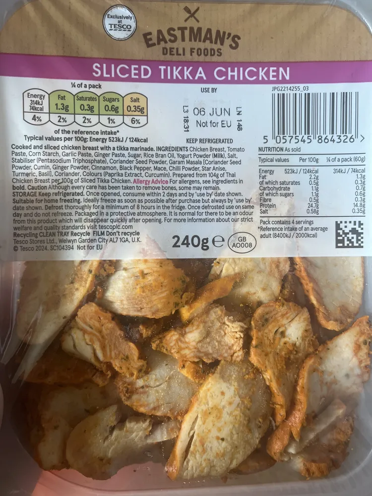 Sliced Tikka Chicken