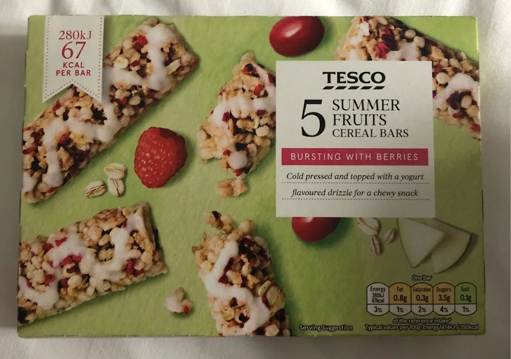 5 Summer fruits cereal bars