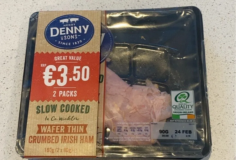 Wafer thin crumbed Irish ham