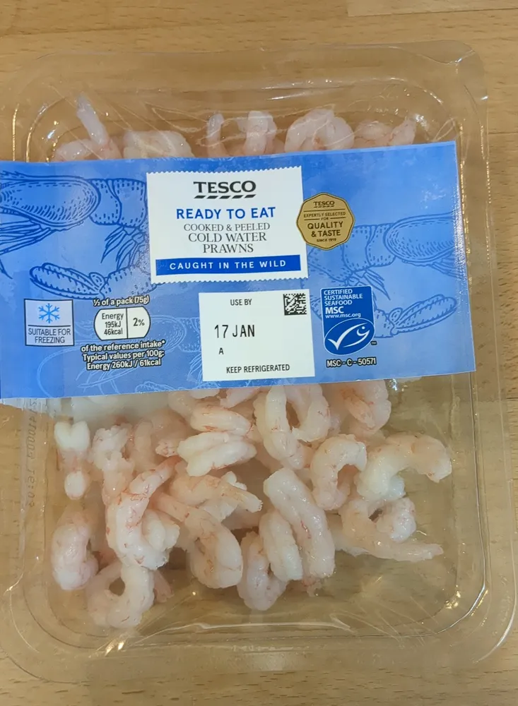 Ready To Eat Cooked & Peeled Cold Water Prawns