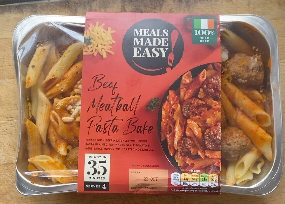 Beef meatball pasta bake