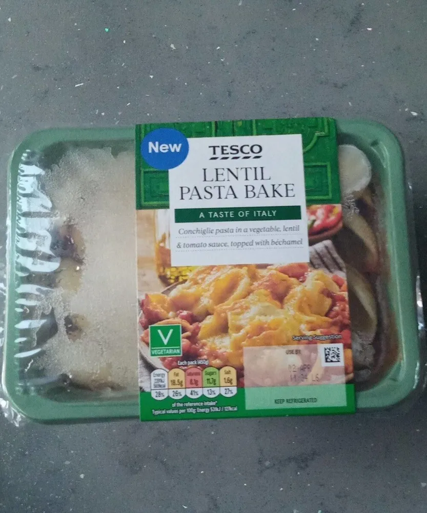Lentil pasta bake