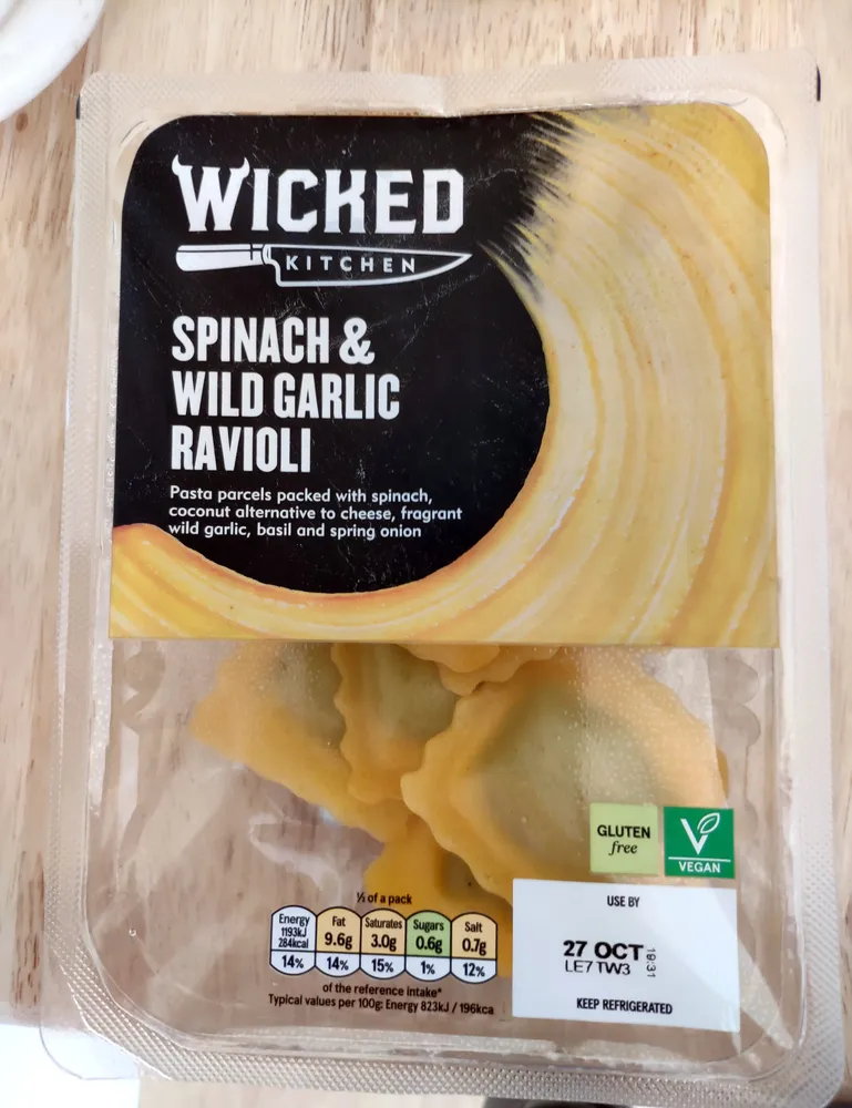 Spinach and wild garlic ravioli