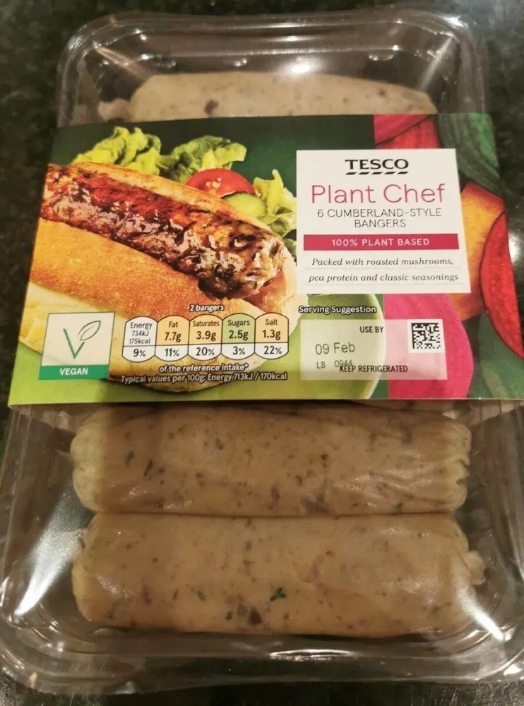 Plant chef Cumberland style bangers