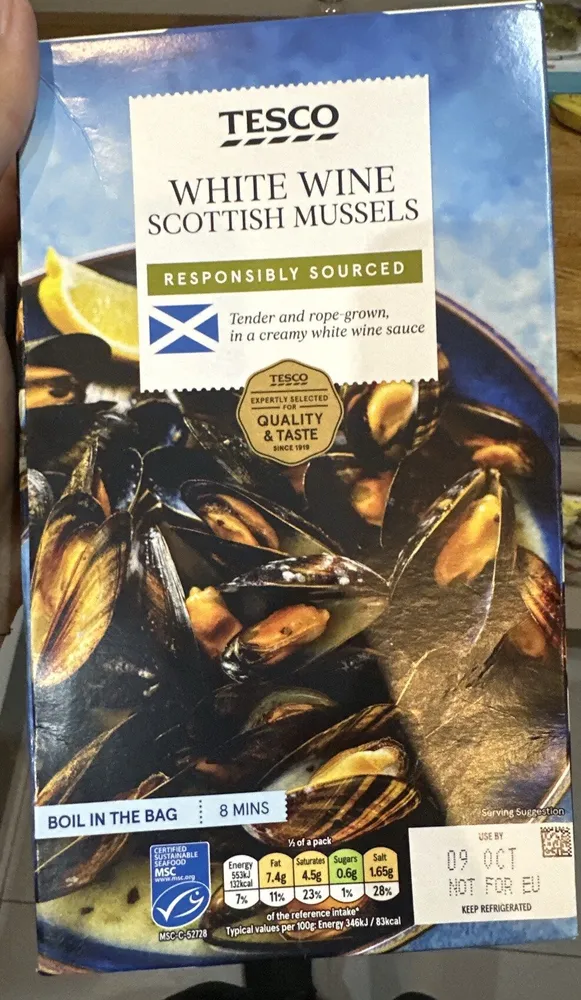White wine Scottish mussels