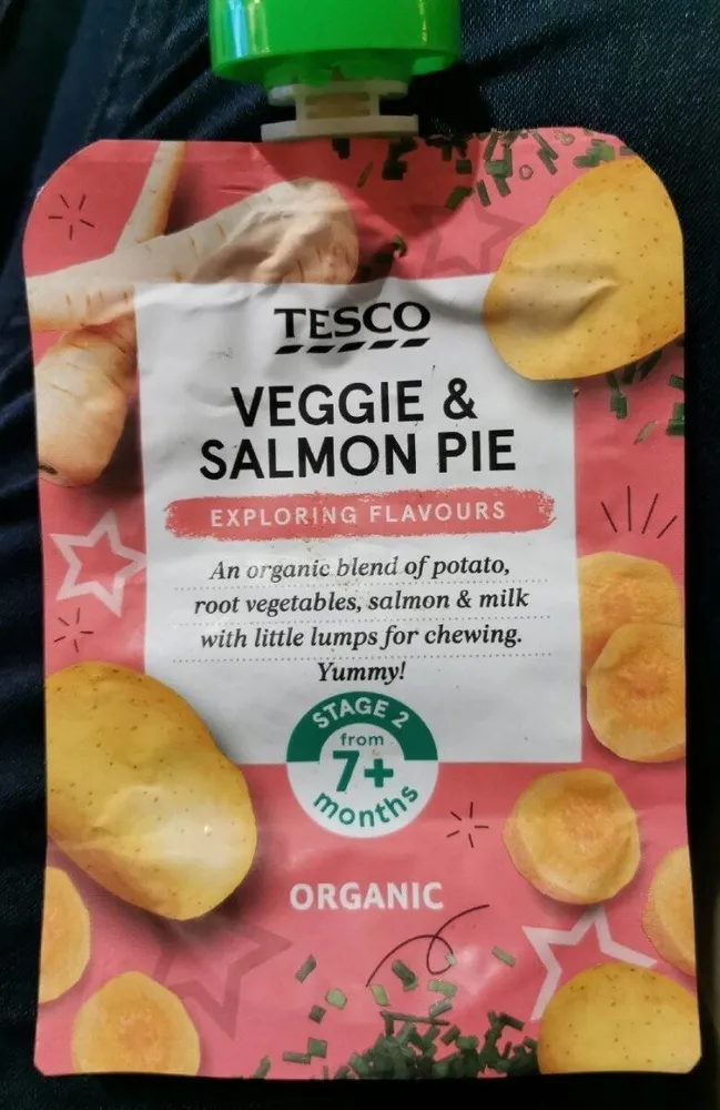 Tesco Veggie & Salmon Pie (7m )