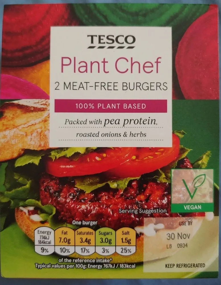 Plant Chef 2 meat-free burgers