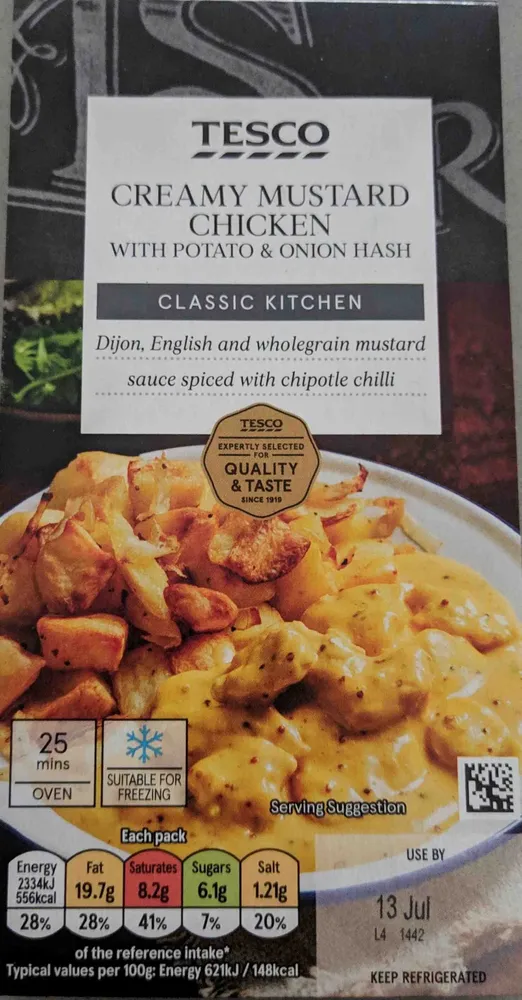 TESCO CREAMY MUSTARD CHICKEN WITH POTATO & ONION H