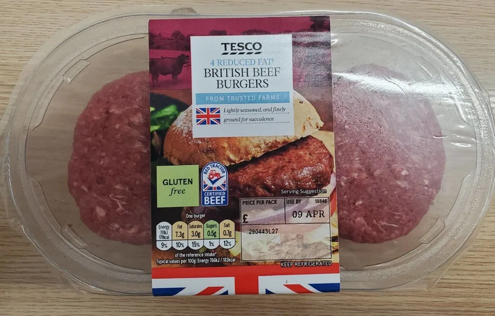 4 Reduced fat British beef burgers