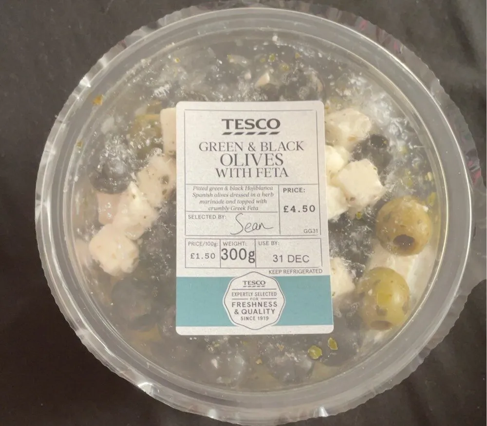 Green and black olives with feta