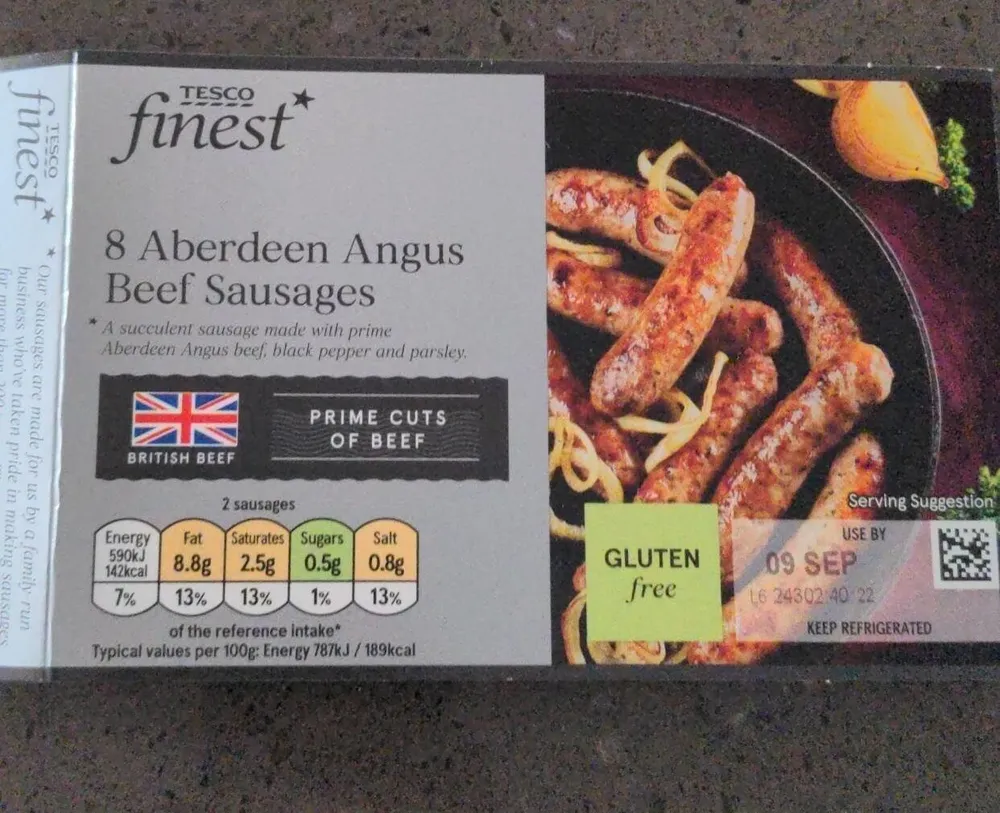 8 Aberdeen Angus Beef Sausages