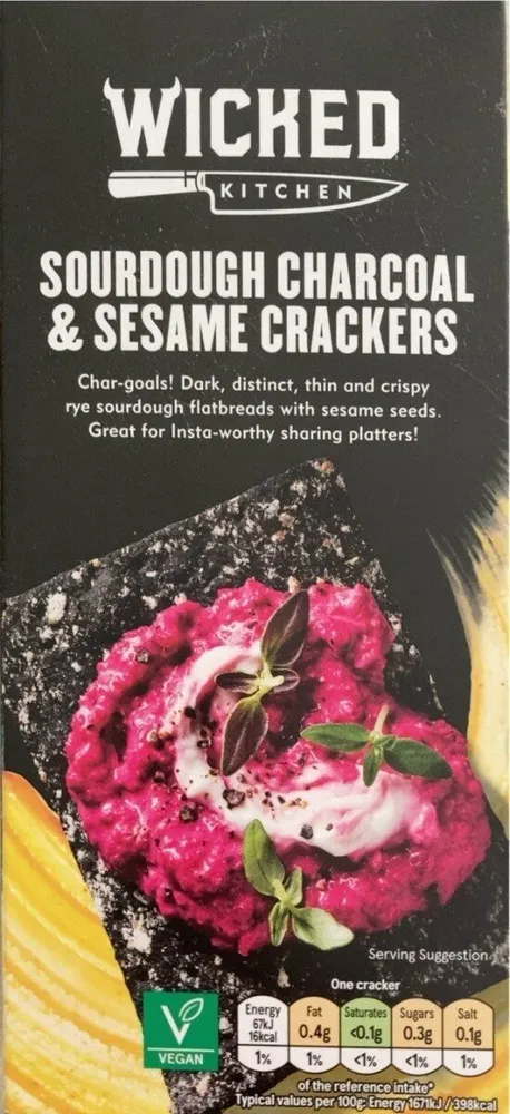 Sourdough charcoal & sesame crackers