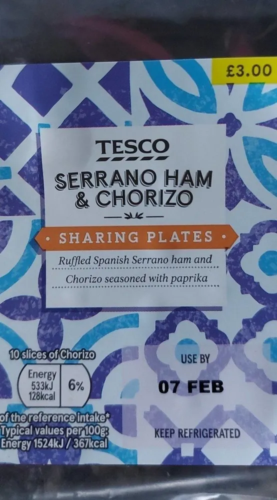 Tesco serano ham & chorizo