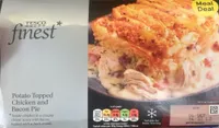 Potato topped chicken and bacon pie