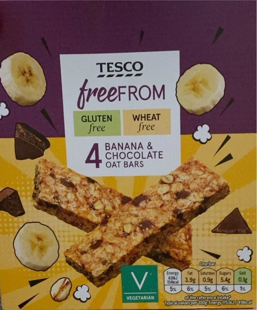 Free from banana and chocolate oat bars