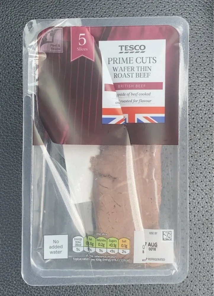 Tescos prime cuts wafer thin roast beef