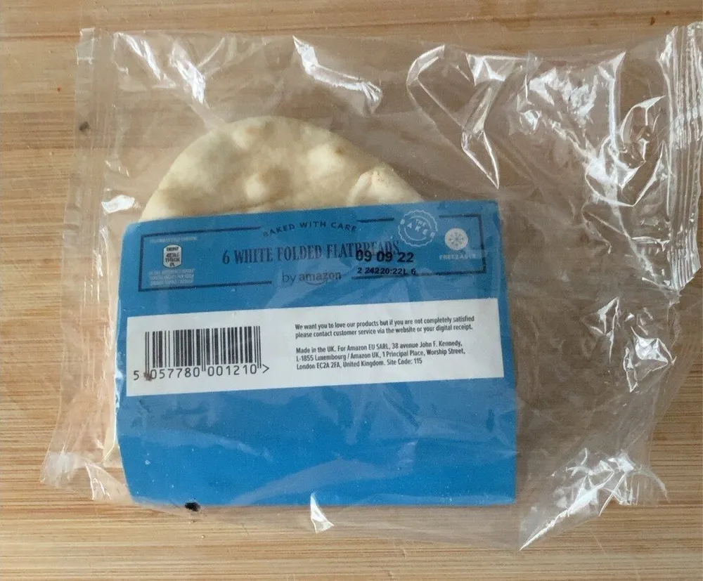 6 white folded flatbreads