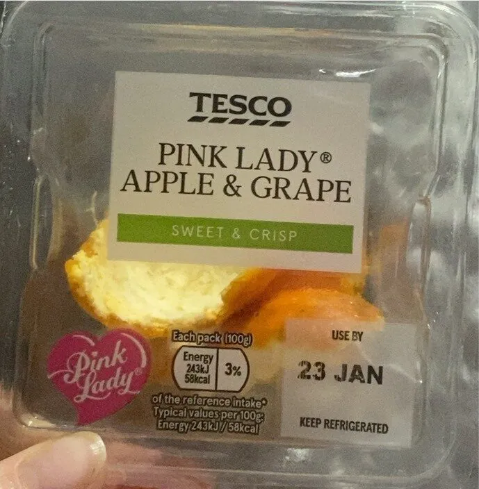 Pink lady apple and grapes